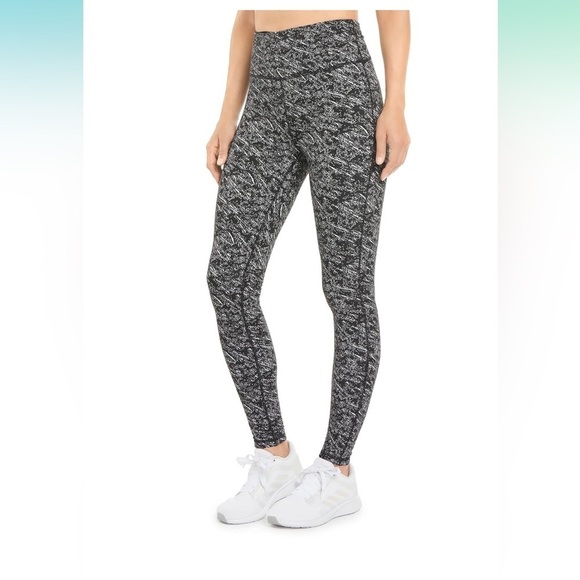 Pants - Women's Black and White Patterned Leggings